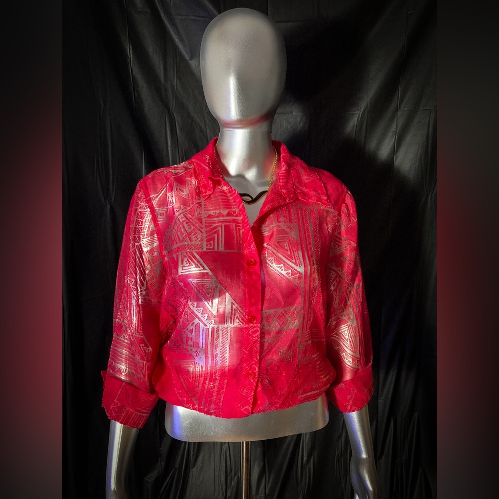 Alfred Dinner Pink Geometric Blouse Petite 12